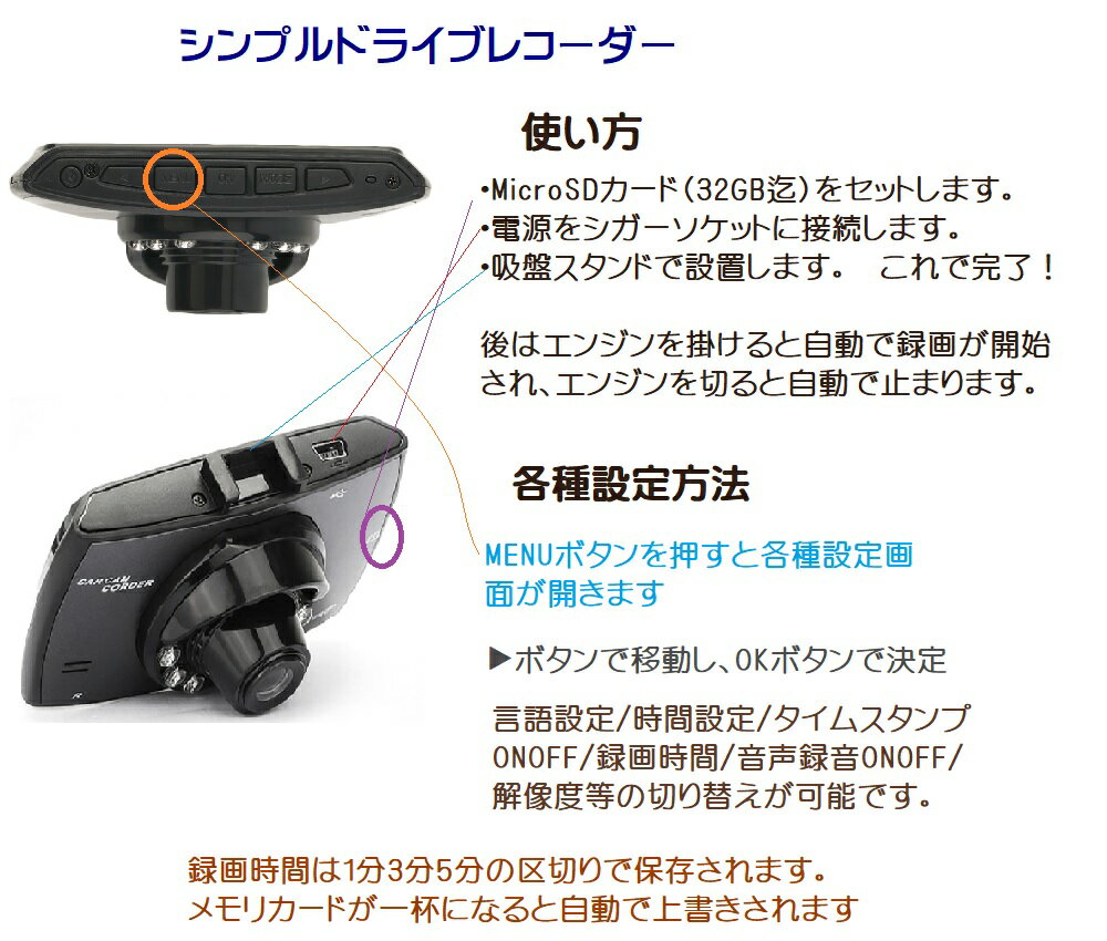 ���󤿤� �ɥ饤�֥쥳������ 12V 24V �б� 1080P ����ѥ��� �����֤�Ͽ�� ��� ư�� ���󥸥�Ϣư Ͽ�� �������� �͵� �ǿ� ���ε�Ͽ��dar-doraque3