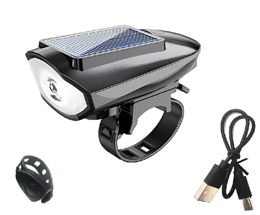 サイクルライト 自転車 高輝度 ソーラー 充電式 LED ライト 防水 着脱簡単 USB充電式 電子ブザー付き ..