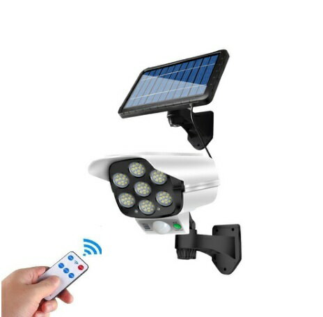 LED ソーラーライト 防犯カメラ型 人感センサー搭載 77LED ソーラーパネル セパレート 明るい 自動点灯..