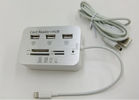 【メール便発送・代引不可】Ipad用 マルチコネクション カードリーダー　写真取り込み　microSD　USB HUB ORG-LTCDR003