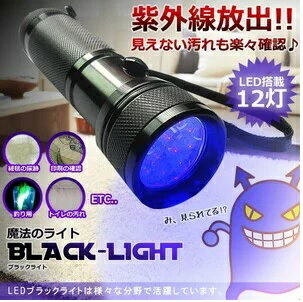 【メール便発送・代引不可】LED ブラックライト 12灯　用途いろいろ　コンパクト　TEC-SHILI01D