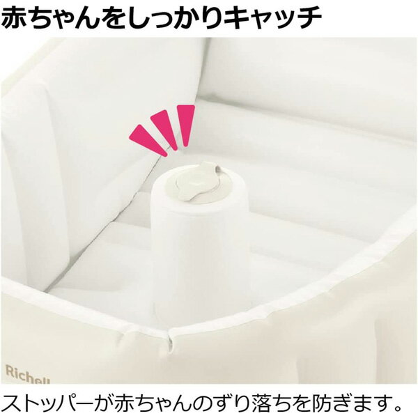 ベビーバス エアータイプ 赤ちゃん ふかふかベビーバス プラス K エアポンプ内蔵 リッチェル 新生児 沐浴 バス用品 お風呂 出産準備 里帰り ママ パパ 3
