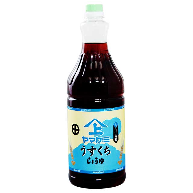 商品詳細 ■商品番号 164166 ■商品種別 ヤマガミ醤油　濃口醤油　1.8L　　上原産業　薄口醤油　鹿児島南九州市 ■内容量 1800ml ■保存方法 直射日光を避け保存してください。 ■賞味期限 商品に別途記載（製造日より約1年） ■塩分 16% ■メーカー 上原産業有限会社 ■原材料 アミノ酸液、食塩、小麦、脱脂加工大豆、砂糖、／調味料（アミノ酸等）、甘味料（ステビア、甘草）、ビタミンB1 コメント ヤマガミ伝統の製法により、まろやかさを強調したうすくちしょうゆです。 煮物や汁物などの味を上品に仕上げます。