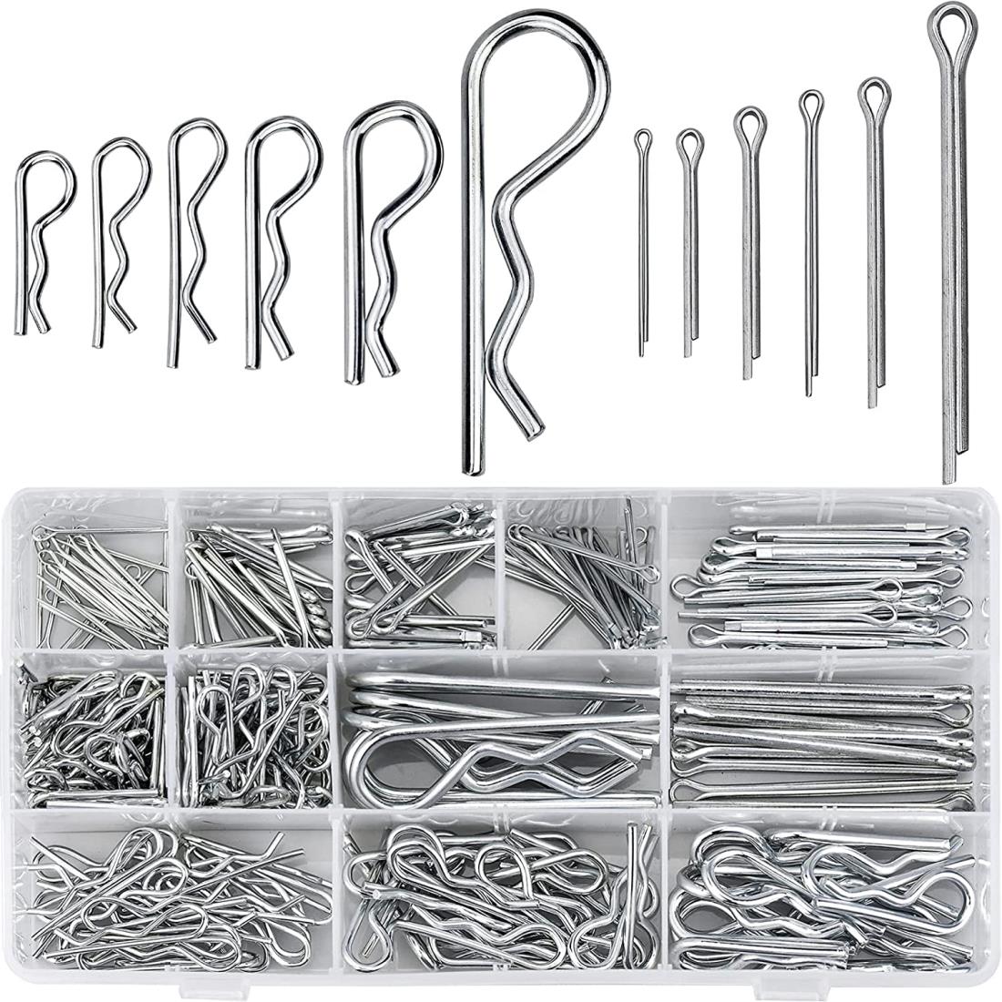 割りピンセット Rピン コッターピン クリップ ステンレス 割りピン品揃えキット セット シルバートーン..