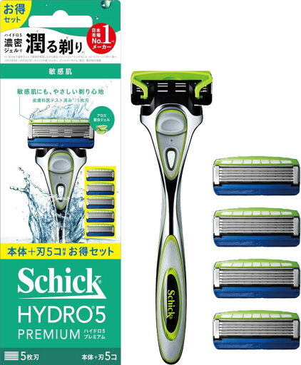 Schick(シック) ハイドロ5プレミアム 敏感肌 コンボパック(ホルダー(刃付き)+替刃4コ) 髭剃り カミソリ Schick(シック) ハイドロ5プレミアム 敏感肌 コンボパック(ホルダー(刃付き)+替刃4コ) 髭剃り カミソリ