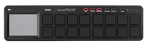 KORG 定番 USB MIDIコントロー ラー nanoPAD2 BK ブラック ベロシティ対応 16パッド 音楽制作 DTM コンパクト設計で持ち運びに最適 すぐに始められるソフトウェアライセンス込み