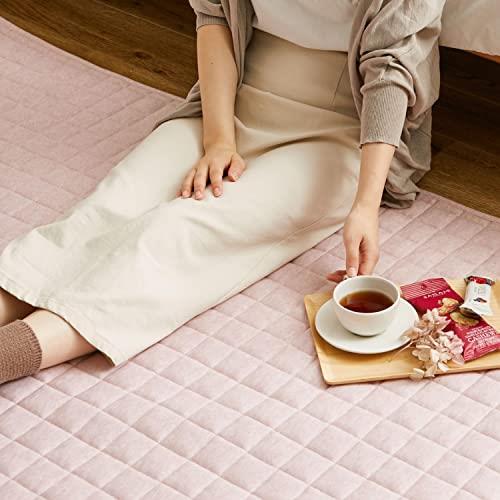 萩原 ラグ ピンク 約190×190cm ココン スウェットキルトラグ 洗濯 機OK 滑りにくい加工 ホット対応