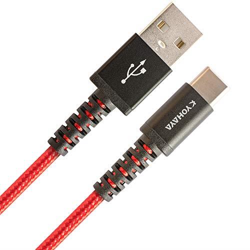 KYOHAYA USB Type C ケーブル アンドロイド 充電ケーブル タイプc充電ケーブル android 急速 丈夫 ナイロン 強靭 断線 しにくい スマホ 急速充電 データ転送 AQUOS/Xperia/Galaxy/OPPO/HUAWEI/HTC/ZenFone/MOTO/LG 各種対応 CONNECT GEAR TOUGH-2 C (1.2m, レッド)