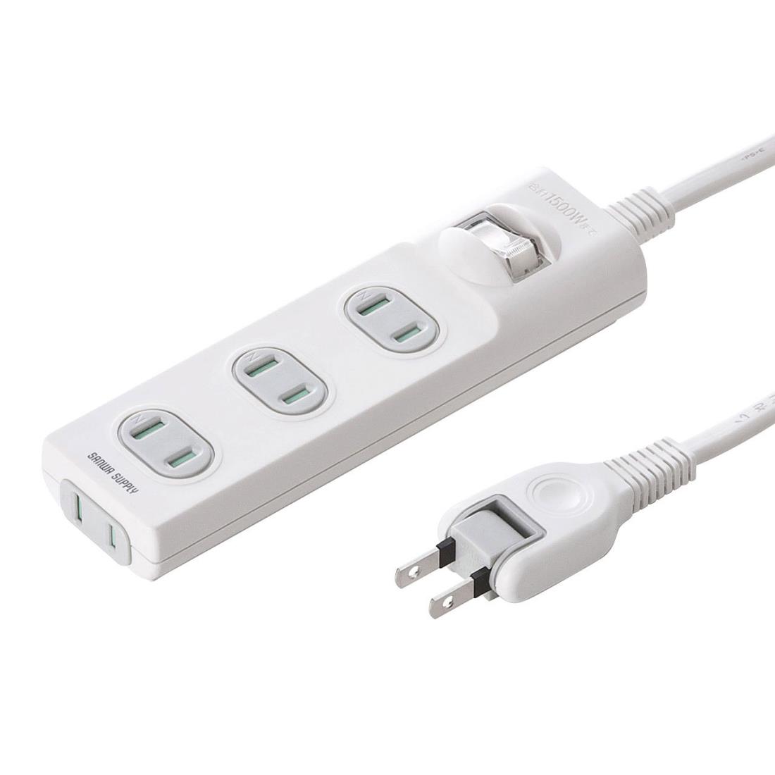 サンワサプライ(Sanwa Supply) 火災予防安全タップ 2P・4個口 ホワイト 1m TAP-TSH41SWN