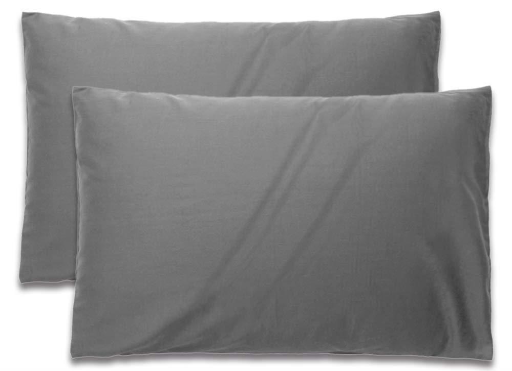 NEYASU 枕カバー 2枚セット ホテル品質 高級棉100％ 全サイズピローケース 防ダニ 抗菌 防臭 洗える 300本高密度生地 サテン織り 6色選べる (二枚組50x70cm, グレー)