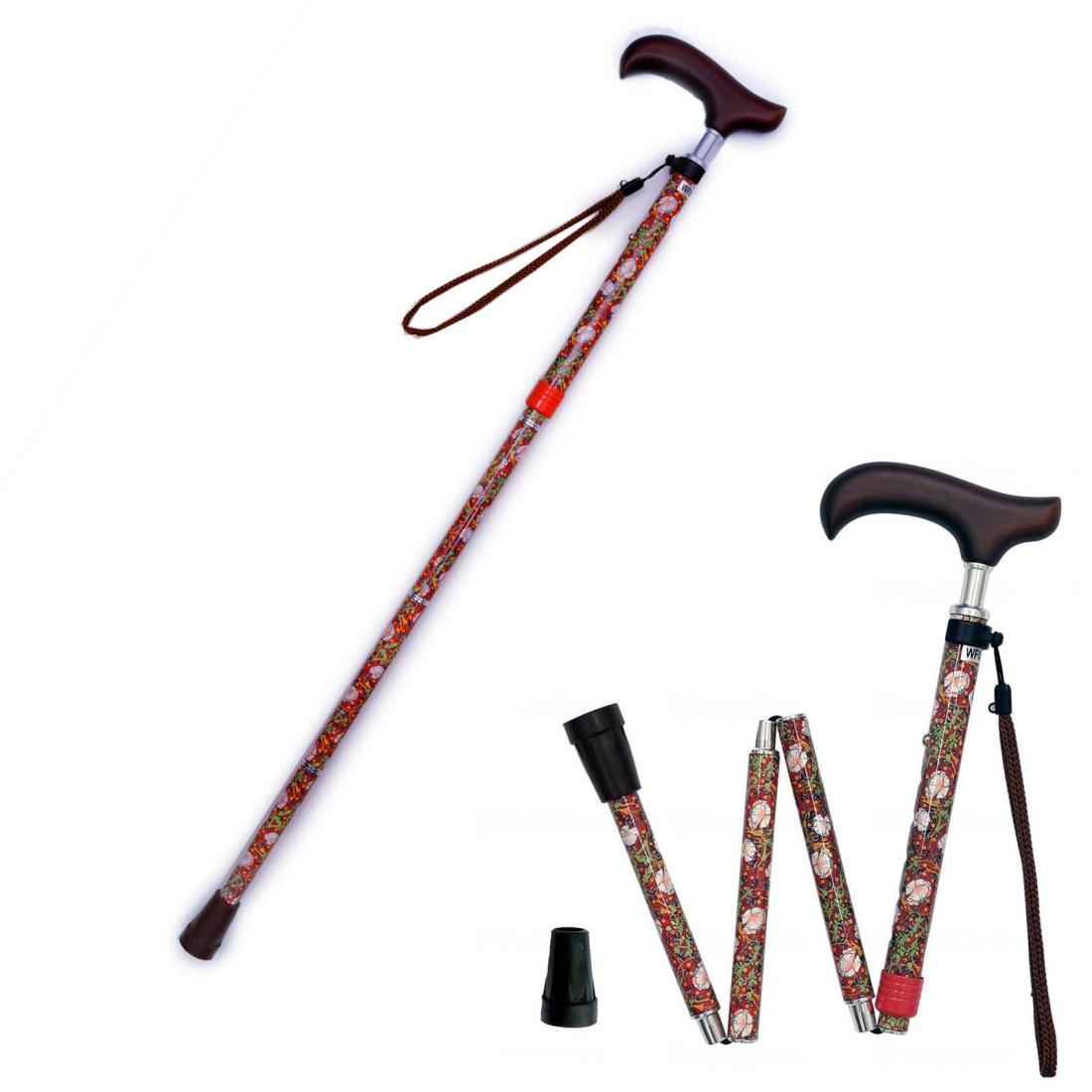 夢ライフステッキ スリムネック折畳スリムタイプ(柄) ワインフロ ーラル -