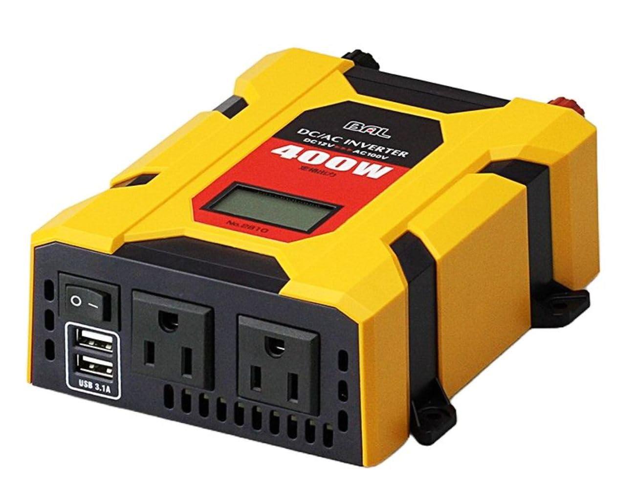 BAL ( 大橋産業 ) DC/ACインバーター 矩形波 DC12V車専用 定格出力 400W 2810