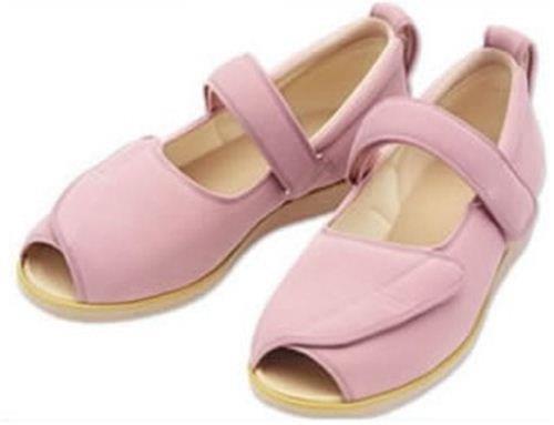 徳武産業 介護シューズ あゆみ オープンマジックII 施設・院内用 ピンク Lサイズ(23.0~23.5cm) 足囲9E 両足