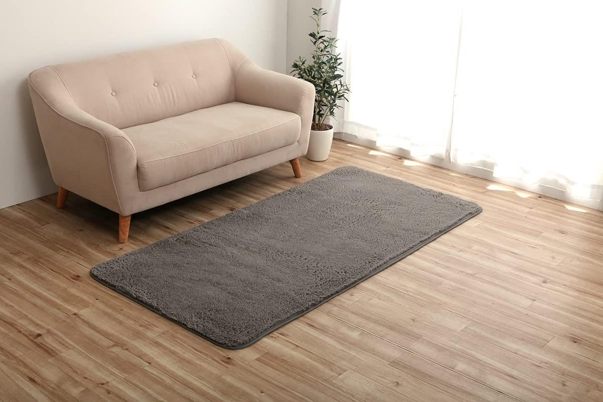 イケヒコ・コーポレーション ラグ カーペット マット 長方形 フィリップ2 畳み グレイ 約90×185cm 洗濯 機対応 フィ ラメント 無地 クッション 通年 オールシーズン #1280600131103