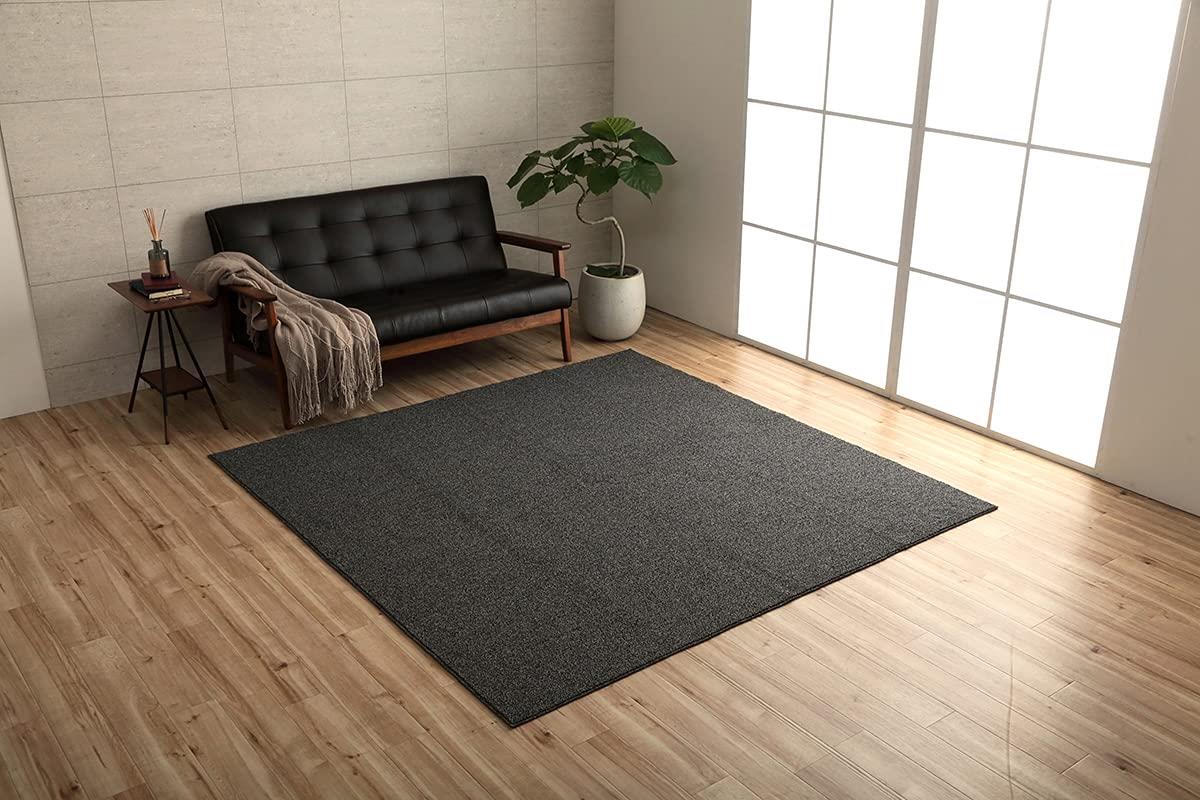 イケヒコ ラグ カーペット クレイド 約90×185cm ブラック シンプル 約1畳 長方形 抗菌防臭 ループ オーバーロック #3985969