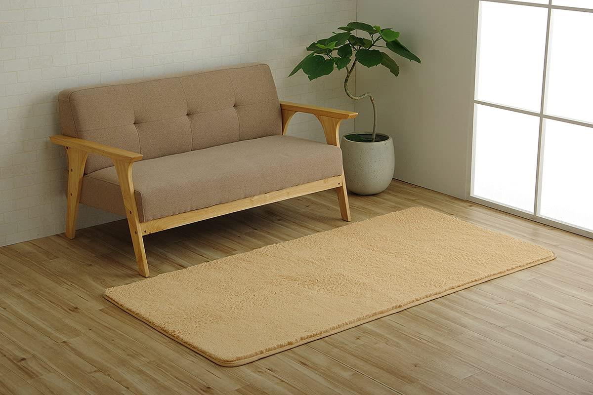 イケヒコ・コーポレーション ラグ カーペット マット 長方形 フィリップ2 畳み ベージュ 約90×185cm 洗濯 機対応 フィ ラメント 無地 クッション 通年 オールシーズン #1280600021103