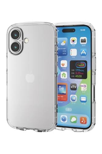 エレコム i Phone 16 ケース クリア 耐衝撃 衝撃吸収 ソフト ストラップホール付き 4つ角エアークッション ストラップホルダーシート付 ワイヤレス充電対応 TOUGH SLIM LITE クリア PM-A24ATSLUCCR