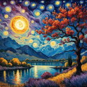 JISHSHAY ダイヤモンドアート キット 40x40cm ダイヤモンドアート 風景 ビーズアート 上級者 5D ダイヤモンドアート 月 ダイヤモンドペインティング セット DIY ダイヤモンドアート 風景画 人気 大人 手芸キット DIY 壁の装飾 芸術品(3)