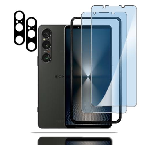 【ブルーライトカット 93%】【2+2枚入り】XPERIA 1 VI 用の（2枚入り）ガラスフィルム+（2枚入り）カメラフィルム エクスペリア 1 VI 用の 目の疲れ軽減 液晶保護 フィルム 保護ガラス レンズ保護フィルム