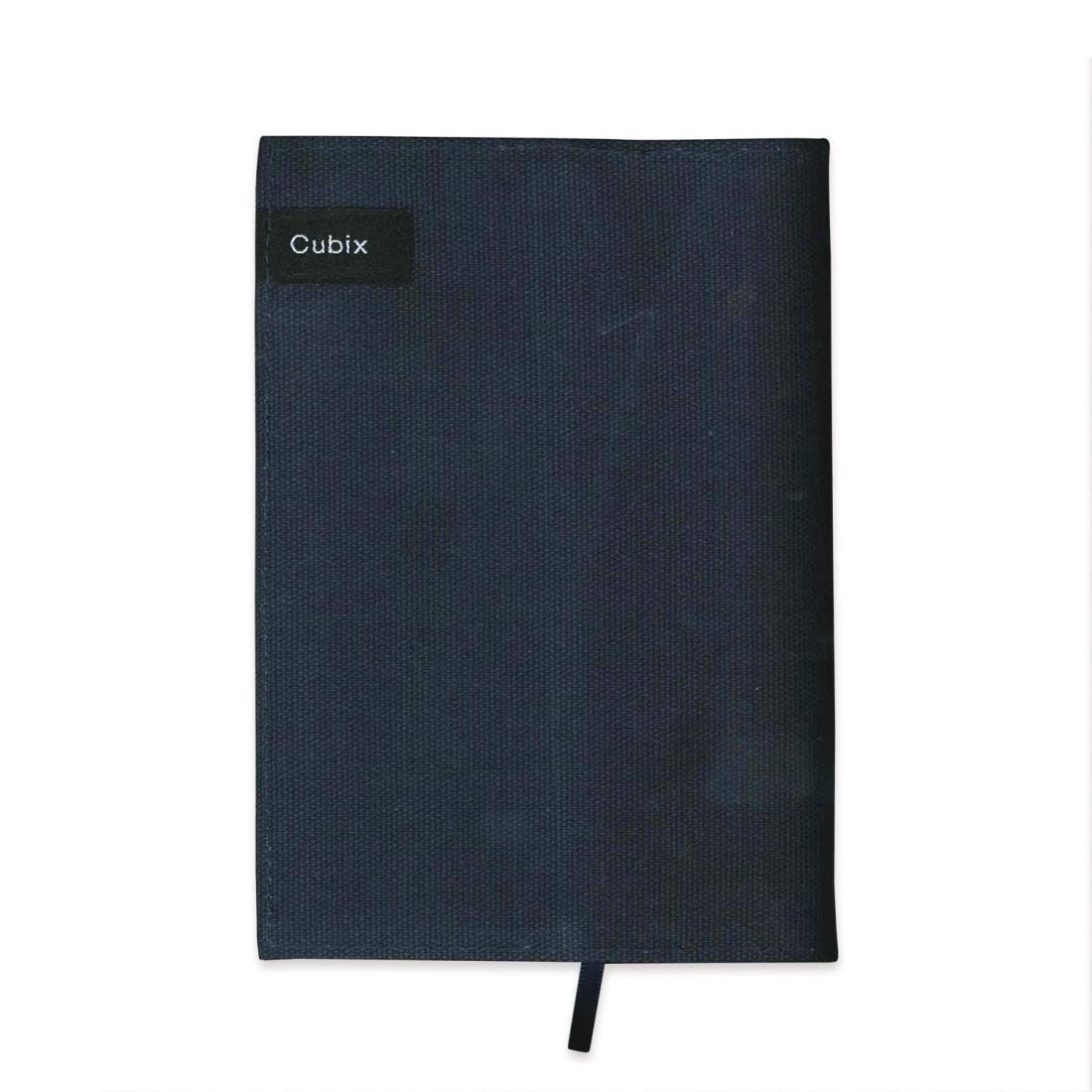 エムプラン ブックカバー キュービックス 帆布 文庫サイズ ネイビー 114038-08-120