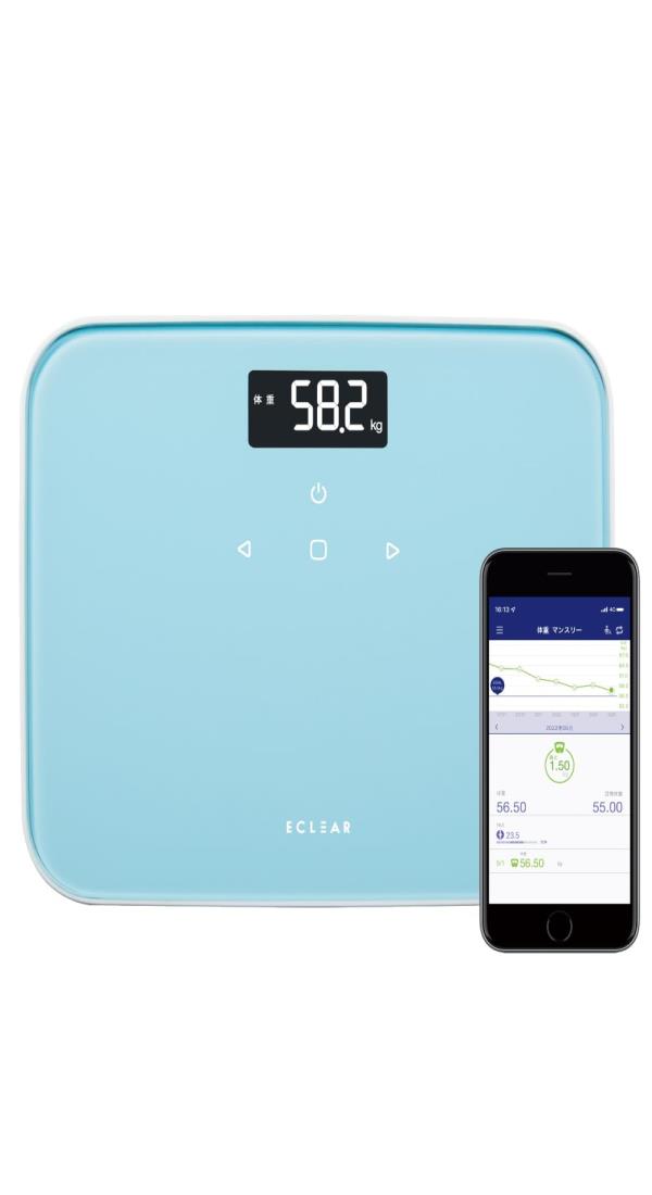 エレコム 体重計 バックライト付き (体重/BMI/前回体重差) 100g単位 自動認識機能 コンパクト 【 手動入力 アプリ連携】 エクリア HCS-S02
