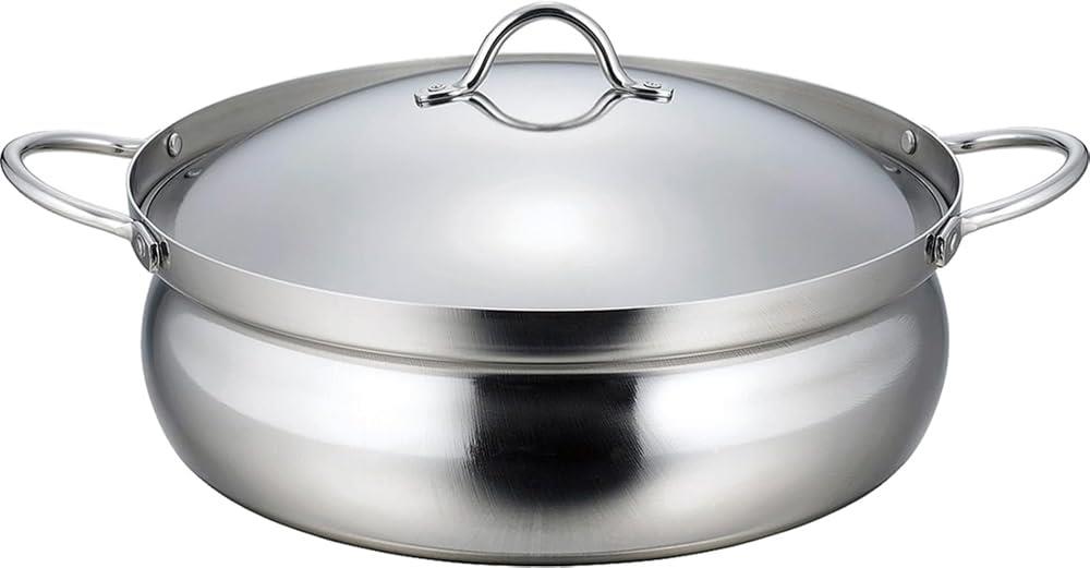 下村企販 卓上鍋 26cm 三層鋼 【日本製】 IH・ガス火対応 食洗機対応 3~4人用 割れにくい 軽量 熱伝導..