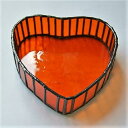 ステンドグラス　小物 ハートの小物入れ（オレンジ)　バレンタインプレゼント チョコレート入れ
