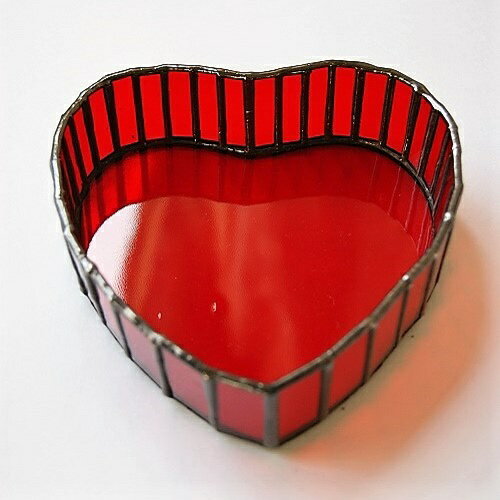 ステンドグラス 小物 ハートの小物入れ(赤) バレンタインプレゼント チョコレート入れ
