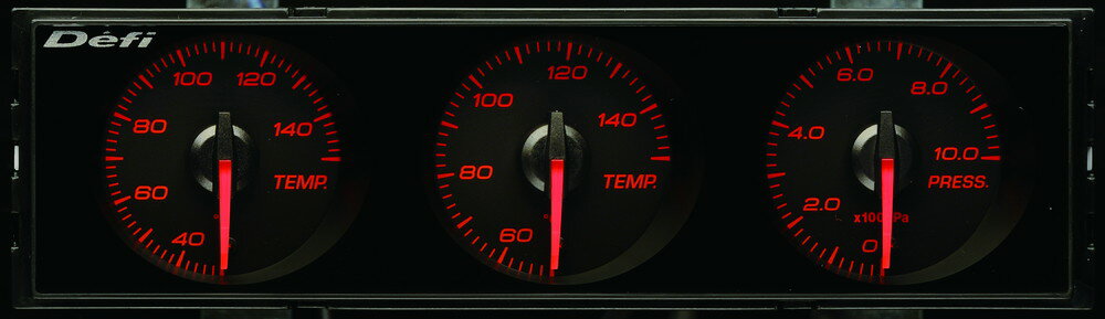 Defi(デフィ) DIN Gauge Style21 3連メーター 赤文字/赤指針　品番：DF14404