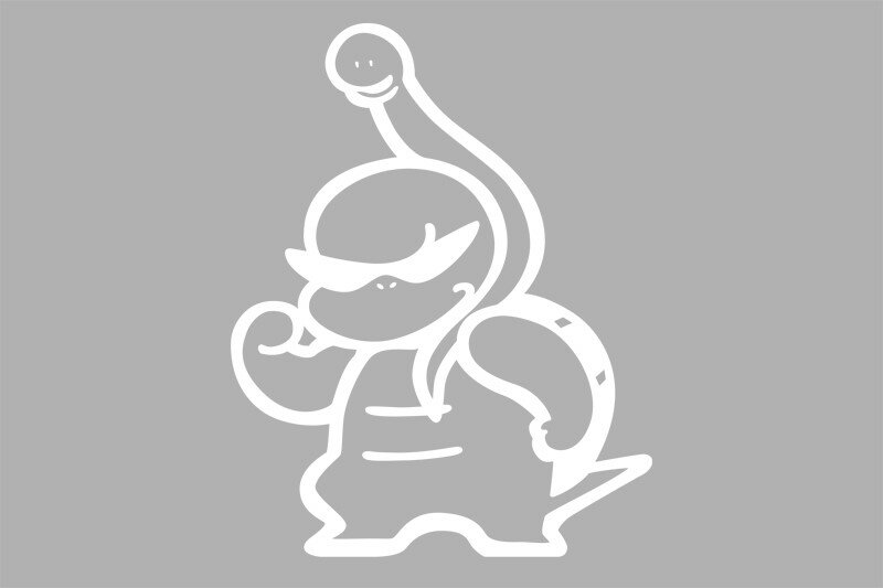 Genb(玄武) 『玄ガメ&ハブ太』ステッカー ［105ミリ White］ 品番：ST105GGW