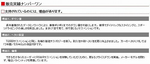 RSR ダウンサス RS★Rダウン ［1台分前後セット］ スズキ SX4 YA41S FF 2000 NA H18/7- 品番：S300D