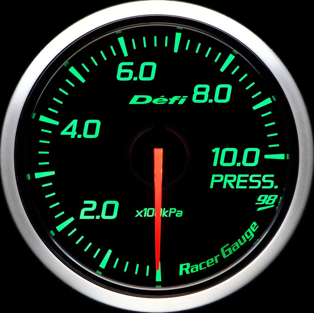 Defi(デフィ) Racer Gauge Style98 Hommage 圧力計 黒文字板/赤指針【グリーン照明】 品番：DF16804 2