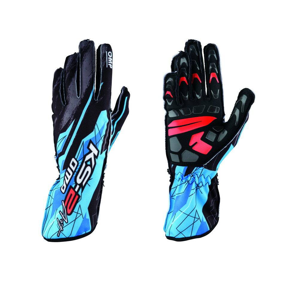 OMP KS-2 ART KART GLOVE ブラック／フルオシアン【サイズ M】（カートグローブ） 品番：KB0-2748-A01-275-M