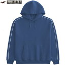 ホリスター パーカー HOLLISTER 正規品 メンズ 【M/Lサイズ】 大きいサイズ 上質 中厚手 ソフトクーリングジャージ 通気性 吸湿発散性 機能性 プルオーバー ライン ロゴ入り ジップ付ポケット アメカジ ダークブルー 最短当日発送 送料無料