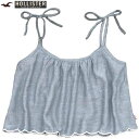 ホリスター HOLLISTER 正規品 レディース キャミソール【Sサイズ】 トップス 薄手 コットン ヘリンボーン織 タイストラップ Aライン ショート丈 トップス ガーリー アメカジ ヘザーネイビー メール便 最短当日発送 送料無料