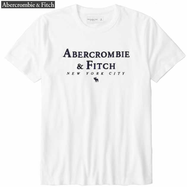 アバクロ Tシャツ メンズ Tシャツ XXLサイズ 上質 コットン 半袖tシャツ ロゴ アイコン刺繍 トップス アメカジ 大きいサイズ ホワイト メール便 送料無料 Abercrombie & Fitch アバクロンビー&フィッチ 正規