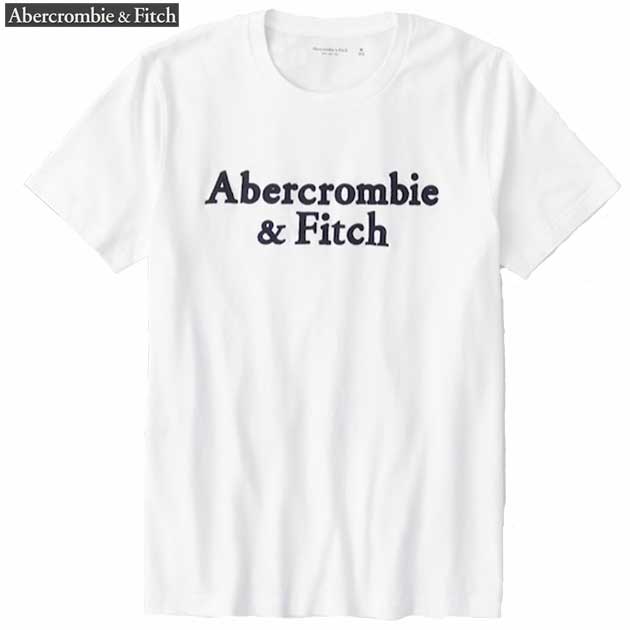 アバクロ Tシャツ メンズ Tシャツ 半袖tee 上質 スムースソフトコットン ロゴアップリケ リラックスフィット クルーネック リラックスT クラシック インナー トップス アメカジ 【Mサイズ】ホワイト メール便 送料無料 Abercrombie & Fitch アバクロンビー&フィッチ 正規