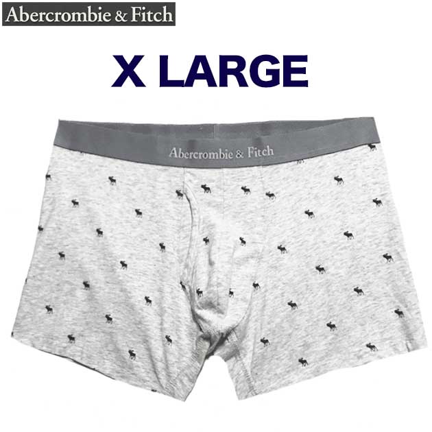 アバクロ パンツ メンズ ボクサーブリーフ 下着 上質 薄手 コットンストレッチ 前開き ロゴ入ウエストバンド ミドルレングス アメカジ 大きいサイズ 【XLサイズ】 ヘザーライトグレー (ムース柄) メール便 送料無料 Abercrombie & Fitch アバクロンビー&フィッチ 正規