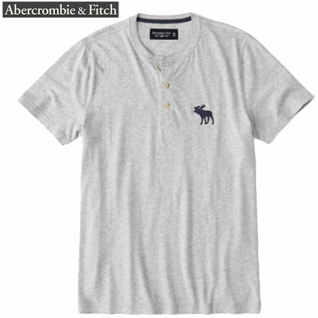 アバクロ Tシャツ メンズ Tシャツ 半袖ヘンリーT 上質 コットン ビッグMoose トップス インナー カットソー アメカジ 【Sサイズ】【Mサイズ】ヘザーグレー メール便送料無料 Abercrombie & Fitch アバクロンビー&フィッチ 正規