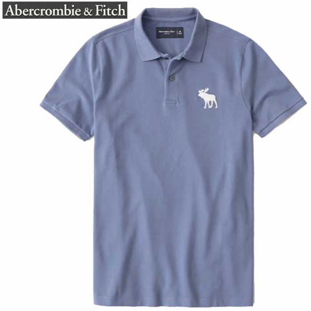 アバクロ ポロシャツ メンズ ポロシャツ 半袖ポロ 上質 コットンピケ ストレッチ ビッグムース刺繍 polo クラシックポロ トップス アメカジ 【Mサイズ】【Lサイズ】ダークブルー メール便送料無料 Abercrombie & Fitch アバクロンビー&フィッチ 正規