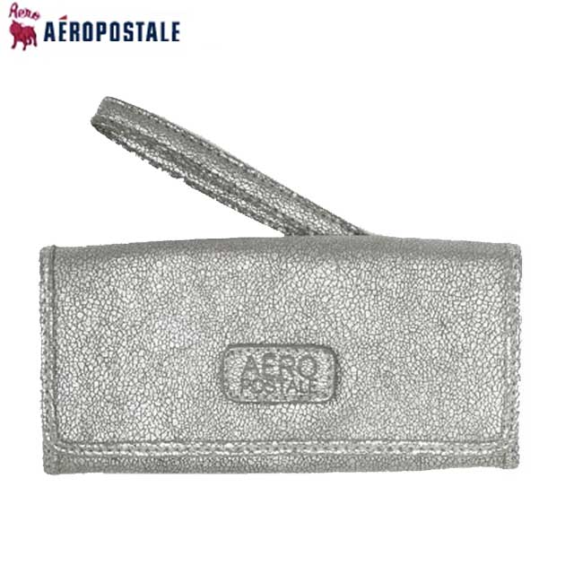 【訳あり】エアロポステール 財布 レディース 財布 長財布 ブランド小物 ウォレット シワ加工 長財布 スナップタイプ 返品不可 アメカジ 【ONE SIZE】シルバー メール便送料185円 即日発送 エアロポステール Aeropostale 正規品