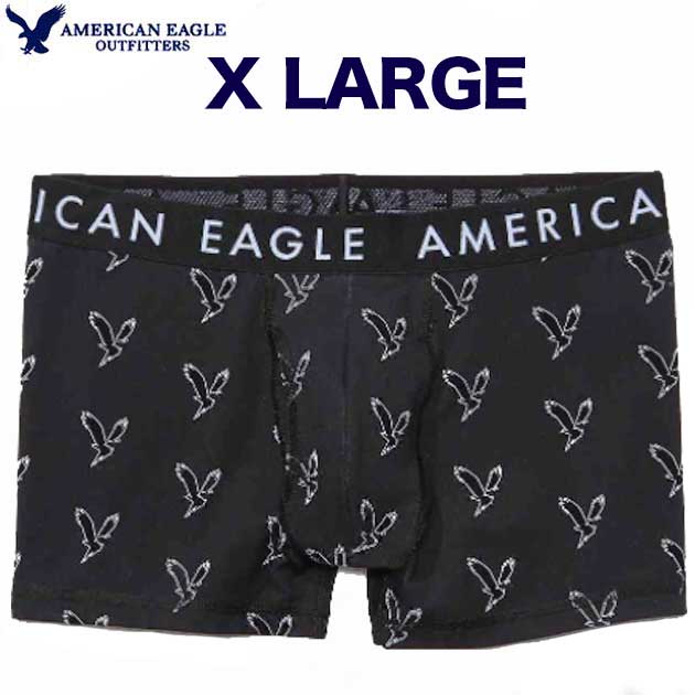 【追跡可能メール便対応商品】【American Eagle Men USA】アメリカンイーグルメンズアンダーウェア American Eagle AEO イーグル 約8cmのクラシック トランクス カラー ブラック/イーグル柄 サイズ(平置) 【XLサイズ】ウエストヨコ幅約42cm〜中央のタテの長さ約29cm股下約8cm裾幅約26cm 素 材 96%コットン4%エラスタン 生産国 マカオ デザイン ＊肌触りの良い柔らかいコットンベース素材。 ＊ストレッチが入った快適でサポート力のあるポーチです。 ＊6つのパネルデザインが身体にフィットし、3Dサポートが一日中快適な着用を実現します。 ＊超ソフトなブラッシュド加工のロゴ入りウエストバンドです。 ＊フロントは機能的な前開きです。 ＊ブラックにブラックのウエストバンドになります。 ＊股下はももの上までの8cmです。 ＊フラットカバーステッチがデニムとぴったり合い、目に見えるラインと余分なかさを排除します。 ＊【XLサイズ】はウエスト102cmー107cmくらいの方にオススメするサイズ展開です。 ＊お手入れは洗濯機で水洗いになります。(ドライクリーニング禁止) ＊低温のタンブル乾燥機を使用して下さい。 ＊下着類は衛生管理上返品／交換は不可となります。 備考 ＊こちらの商品は「日本郵便メール便」(クリックポスト)でのお届けとなります。 ＊商品は発送後ポスト投函になりますのでお届けの日時指定はお受け出来ません。 ＊クリックポストは投函まで伝票番号から追跡が可能ですので安心してご利用下さい。 ＊メール便の為お支払い方法は『クレジット決済』『銀行振込』『コンビニ前払い』『後払い決済』のみとなります。 ＊『後払い決済』につきましては楽天市場での審査後の発送となります。 ＊『メール便』はあす楽未対応です。