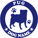 パグ【反射タイプ】オリジナルドッグステッカー ペット ステッカー DOGステッカー ドッグシルエット切り抜きシール 犬 ステッカー ネーム 入り 犬 犬ステッカ...