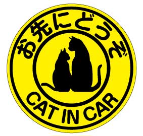 cat in car お先にどうぞ 猫が乗ってます マグネット【蛍光色】 ステッカー ネコが乗ってます ねこ シール カッティングステッカータイプ ペット おでかけ 車 キャラクター ベビーインカー かわいい おしゃれ 楽天 通販 フォトジェニック　インスタ 防水 送料無料