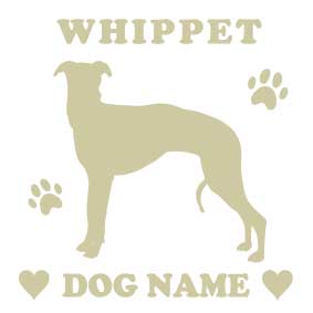 ウィペット 【スクエア型】 ペット ステッカー DOGステッカー ドッグシルエット切り抜きシール 犬 ステッカー ネーム 入り 犬 犬ステッカー 犬 車 ステッカー 転写 ステッカー 愛犬 プレゼント