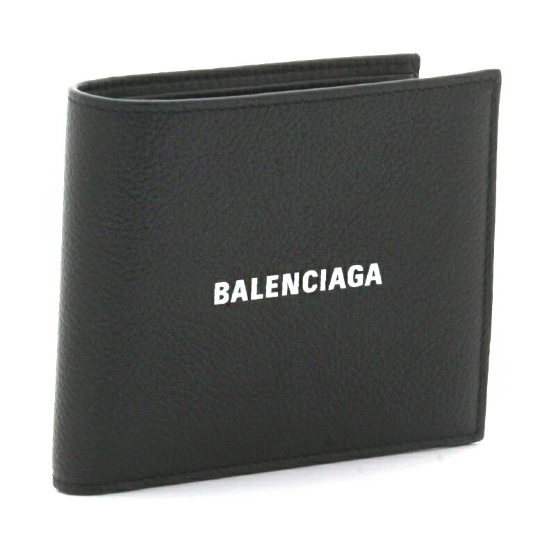 バレンシアガ バレンシアガ BALENCIAGA 二つ折り財布 ホック式小銭入れ キャッシュスクエアホールドコインウォレット CASH SQUARE FOLDED COIN WALLET 594315 1IZI3 ブラック ホワイト メンズ 男性