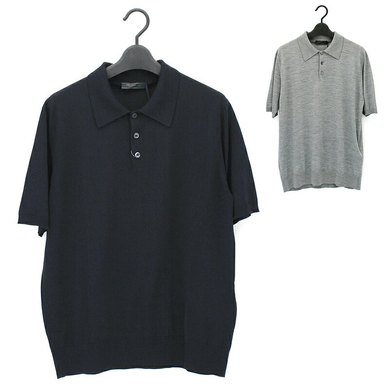 プラダ PRADA 半袖ポロシャツ POLO M/C LANA PETTINATA UMA290 C5W メンズ カットソー サマーニット ショートスリーブ シンプル 無地 ヴァージンウール カジュアル