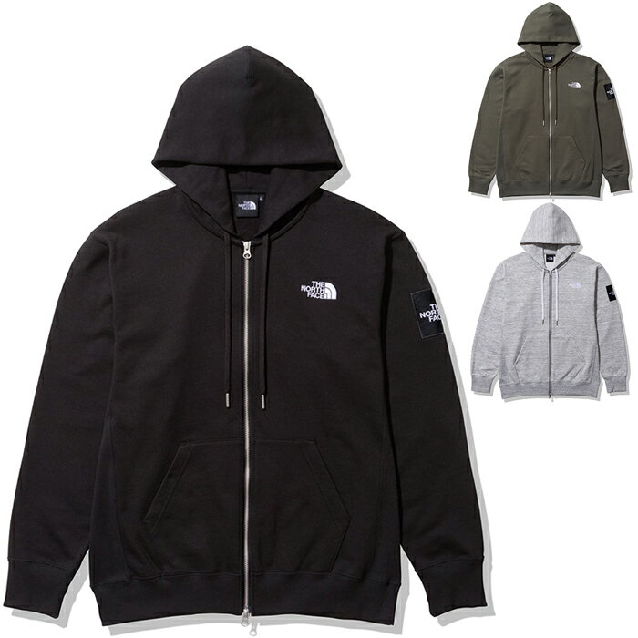 ザ・ノース・フェイス パーカー メンズ ノースフェイス THE NORTH FACE スクエアロゴフルジップ Square Logo Full Zip ジップアップスウェットパーカー NT12335 メンズ 国内正規品 リサイクルポリエステル コットン混紡 速乾 ストレッチ 裏毛素材 カジュアル アウトドア カーキ グレー ブラック