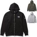 ノースフェイス THE NORTH FACE スクエアロゴフルジップ Square Logo Full Zip ジップアップスウェットパーカー NT12335 メンズ 国内正規品 リサイクルポリエステル コットン混紡 速乾 ストレッチ 裏毛素材 カジュアル アウトドア カーキ グレー ブラック