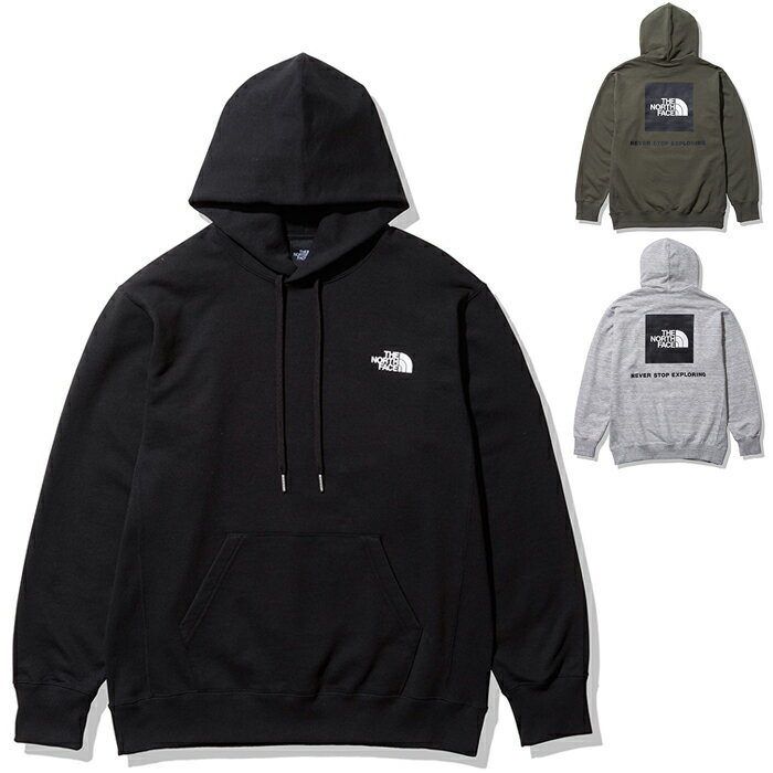 楽天ナナパージュノースフェイス THE NORTH FACE バックスクエアロゴフーディ Back Square Logo Hoodie プルオーバースウェットパーカー NT12336 メンズ 国内正規品 リサイクルポリエステル コットン混紡 速乾 ストレッチ 裏毛素材 カジュアル アウトドア カーキ グレー ブラック